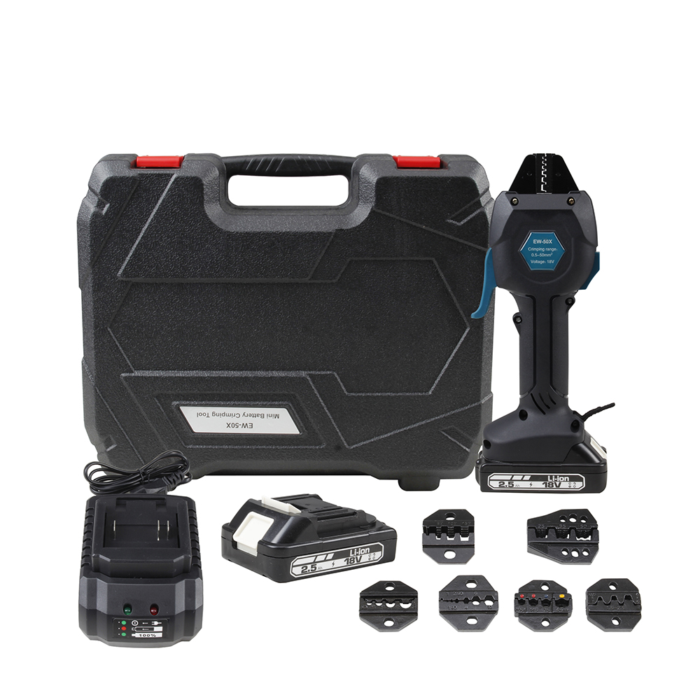 EW-50X （0.25–50mm²）Mini Battery-Powered Hydraulic Terminal Crimper
