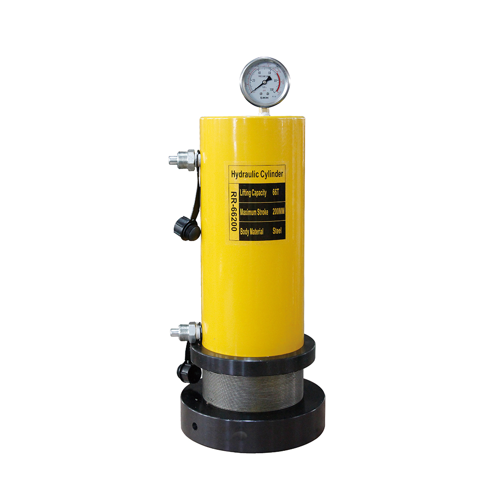 50T–100T 200mm Stroke Double Acting Hydraulic Cylinder Jack Lock Nut Heavy Duty Lifting Ram