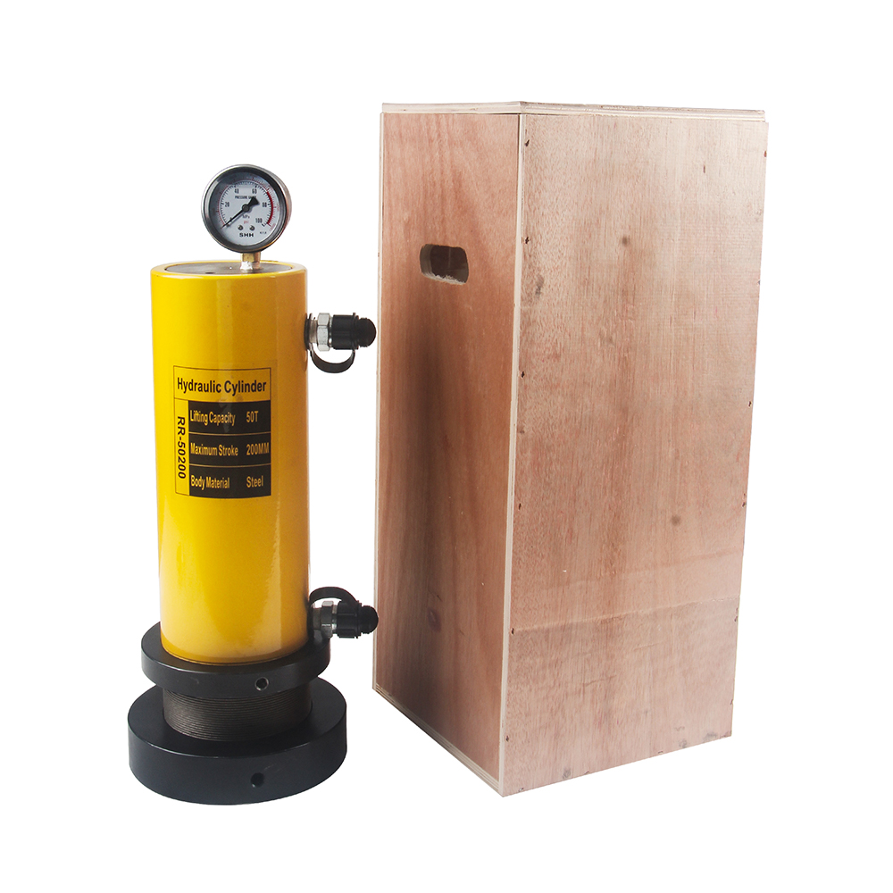 50T–100T 200mm Stroke Double Acting Hydraulic Cylinder Jack Lock Nut Heavy Duty Lifting Ram