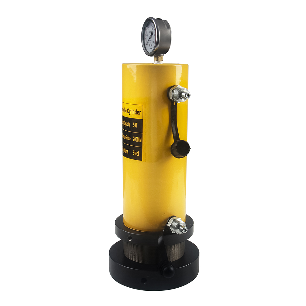 50T–100T 200mm Stroke Double Acting Hydraulic Cylinder Jack Lock Nut Heavy Duty Lifting Ram